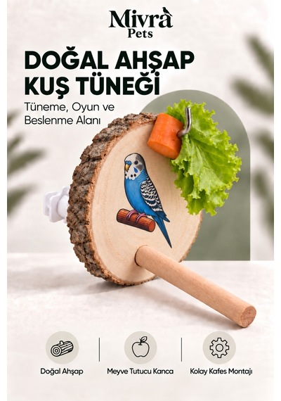Mivra Pets Doğal Ahşap Kuş Sebzelik Ve Meyve Tutucu
