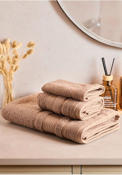Towy Beige 100% Pamuk 3'lü Banyo Havlusu Seti Bej