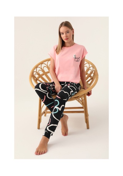 Rolypoly Cute Somon Kadın Kısa Kol Pijama Takımı