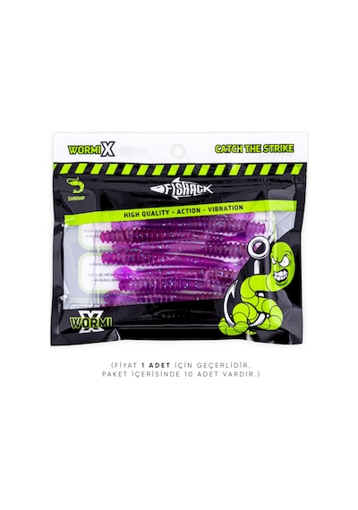Silikon Kurt Yem - 2,2g 87mm - Fishack Wormix - Purple