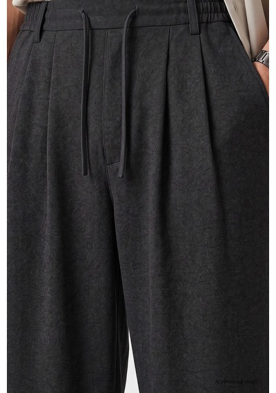 TOMMYLIFE Antrasit Pileli Dokuma Palazzo Erkek Pantolon - 82201