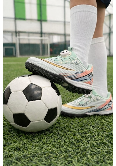Papucumun Dünyası Mekanizma Bağcıklı Laliga Unisex Erkek Ve Kız Çocuk Halı Saha Ayakkabısı Su Yeşili