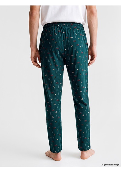 LC Waikiki Lc Waıkıkı Yeşil Yılbaşı Temalı Erkek Pijama Alt