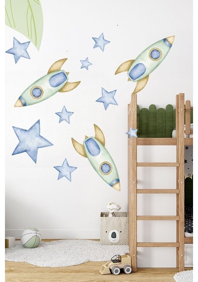Yıldızlar Arası Temalı 20 Parça Çocuk Ve Bebek Odası Dekoratif Duvar Sticker Seti