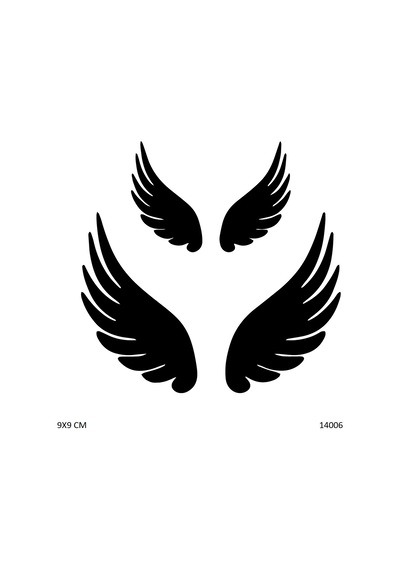 Airbrush Tattoo Çift Kanat Yapışkanlı Stencil Süsleme Ve Boyama Kalıbı