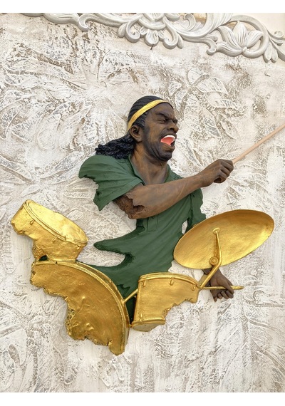Baterist,dekoratif Duvar Obje Biblo ,yeşil Altın