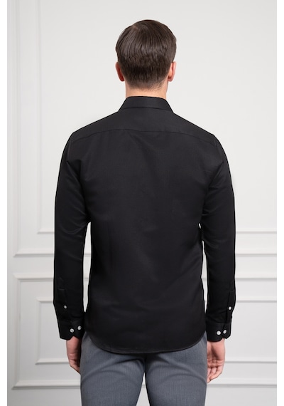 Morven Erkek Siyah Trend İtalyan Yaka Slim Fit Dar Kesim Gömlek 25mc004017001 Siyah Siyah