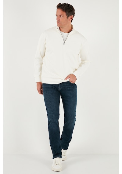 Buratti Pamuklu Regular Fit Yarım Fermuarlı Dik Yaka Erkek Sweat 5905470 Ekru