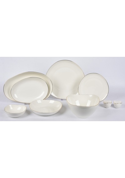New Bone Porselen Elips 30 Parça Yemek Takımı Mtfk0119 Beyaz