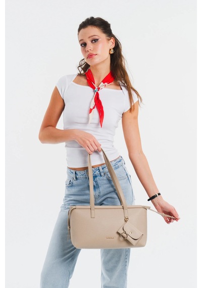 U.s. Polo Assn. Kadın Omuz Çantası Bej-bordo Us25559 Günlük Şık Tasarım, Hafif Ve Kullanışlı Bej