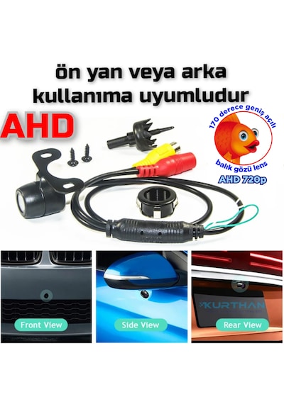 170'' Geniş Açı Balık Gözü Ahd 720p Kelebek Kamera Ön Yan Veya Arka Kullanıma Uygun 12 V 18,5 Mm