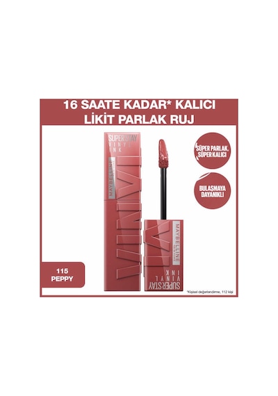 Maybelline New York Super Stay Vinyl Ink Likit Ruj 115 Peppy
