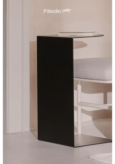 Paledin Design Corvus C Form Çelik Yan Sehpa Modern Koltuk Yanı Sehpası Turuncu 37x30x60 Cm Siyah