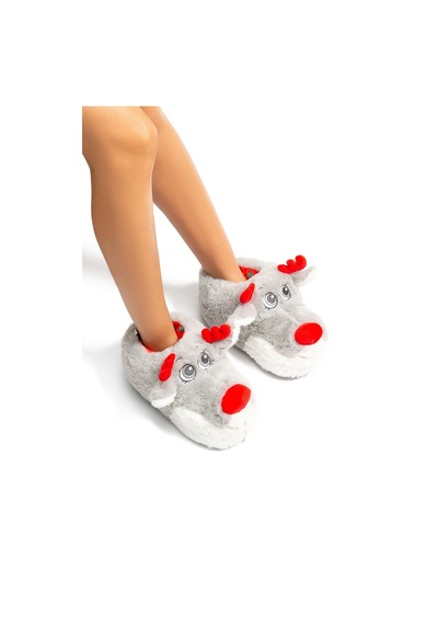 Twigy Betty EE0530 Kadın Hayvanlı Panduf Gri 36/41 Gri