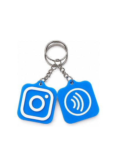 Sosyal Medya İkonlu Kişiselleştirilebilir Nfc Anahtarlık Mavi