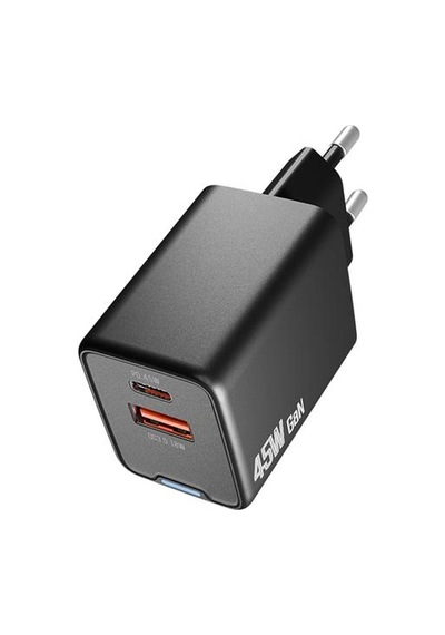 Hytech Hy-xeg45 Type Usb-c 45w Pd + 18w Usb Qc 3.0 Gan Siyah Hızlı Ev Şarj Adaptörü Kdo