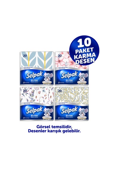 Selpak® Extra Gösterişli Sofralar Peçete 200'lü (20 x 10)