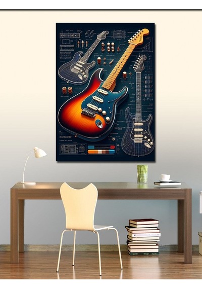 Kanvas Tablo İki Gitar Ve Melodi Planı 70cmx100cm
