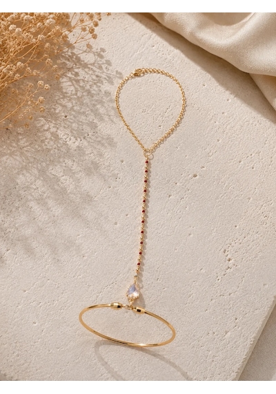 Premium Parlak Gold Renk Şık Damla Taş Figürlü Kadın 316l Çelik Şahmeran Bileklik 22cm Altın