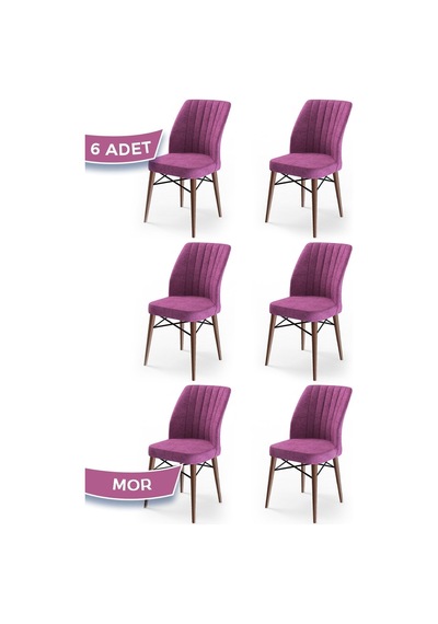 Canisa Concept Flex Serisi Mor Renk /gürgen Ayaklı 6 Adet Sandalye Mor