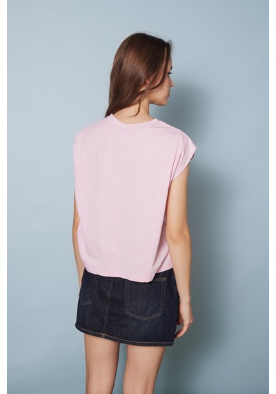 Nisan Cutwork Nakış Detaylı T-shırt Pembe