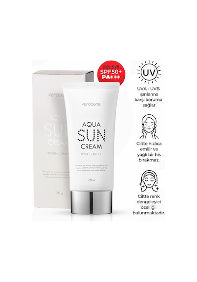 Verobene Aqua Sun Su Bazlı Nemlendirici Güneş Kremi SPF50 70 ML