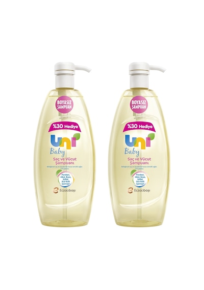 Uni Baby Boyasız Bebek Saç ve Vücut Şampuanı 2 x 900 ML