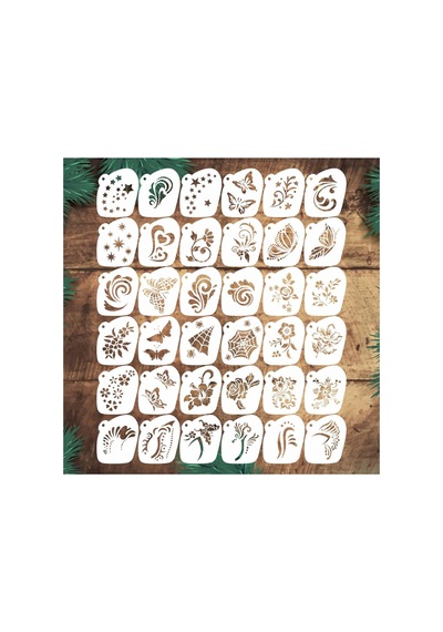 Kk Swords Stencil Tasarım 36 Adet Sl090 Yüz Boyama Maskeleri Set37 Pasta, Ahşap, Yüz Boyama Şablonu
