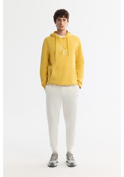Avva Erkek Sarı Kapüşonlu Pamuklu Baskılı Elastan Regular Fit Sweatshirt A42y1324
