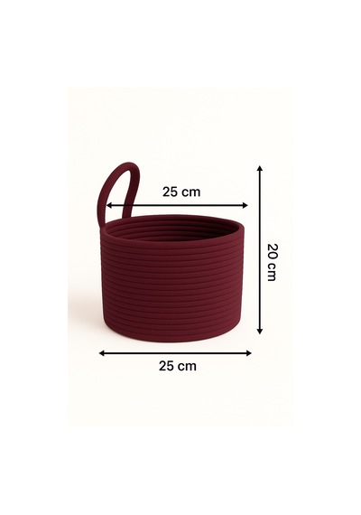 Mavaux Asep Askılı Halat El Dokuma Banyo Sepeti 25x20cm Duvara Asılabilir Çok Amaçlı Düzenleyici Ve Saklama Mürdüm
