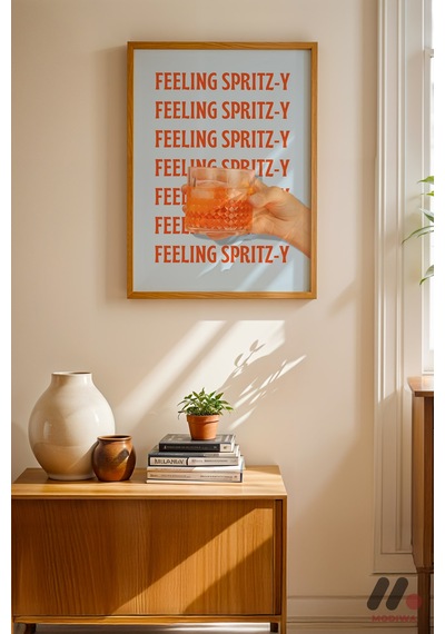 Feeling Spritzy Tipografi, Ahşap Çerçeveli Duvar Tablosu - Mutfak Dekorasyonu