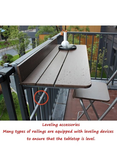 Yüksekliği Ayarlanabilir Balkon Sehpası, Veranda Asma Katlanır Masa, Dış Mekan Çok Fonksiyonlu Masa 60 X 37 Cm / 23,6 X 14,6 İnç Diğer