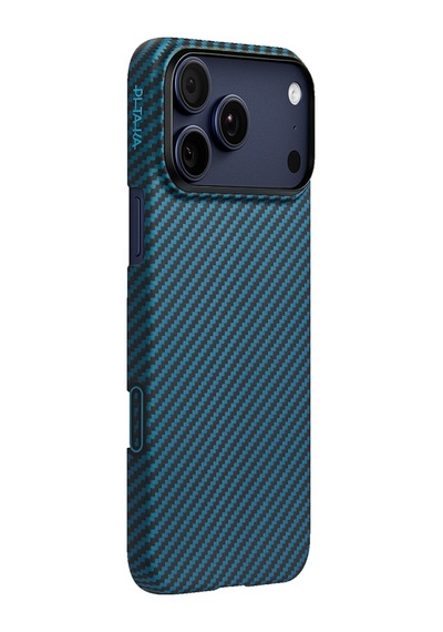 Apple Uyumlu iPhone 17 Pro Kılıf M-safeli Kamera Kontrol Butonlu Aramid Fiber Pitaka Ultra-slim Kapak Siyah-mavi Siyah - Mavi