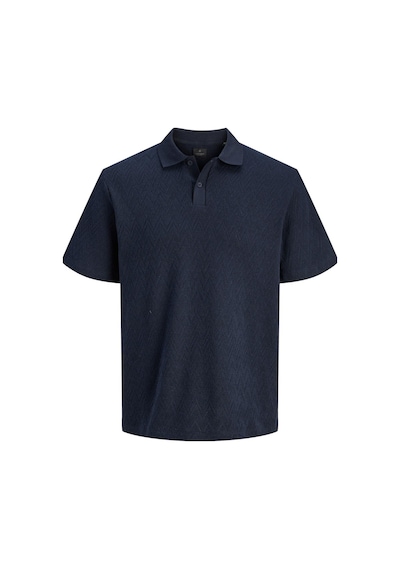 Jack & Jones Jprblatrenton Erkek Polo Yaka Tişört Jakarlı Kısa Kollu Lacivert