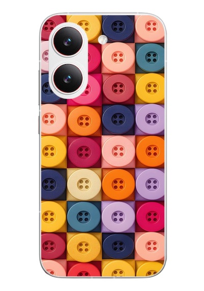 Poco X8 Pro Uyumlu Renkli Düğmeler Baskılı Silikon Kılıf