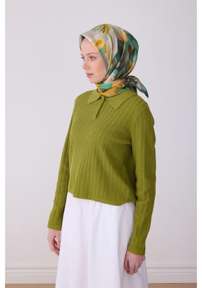 Belli İpek Eşarp - 4315-04 Zeytin Yeşili Twill