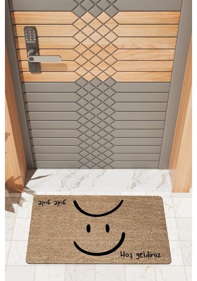 Rugmood Modern Dijtal Baskıhoşgeldiniz Güle Güle Smile Dış Kapı Önü Paspası Çok Renkli