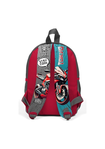 Minik Yuva Sırt Çantası Gri Nefti Anime Motorsiklet İki Bölmeli 3'lü Set 3set23564