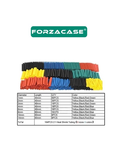 Forzacase Isı İle Daralana Kablo Koruyucu Makaron Seti 164 Parça - Fc1218