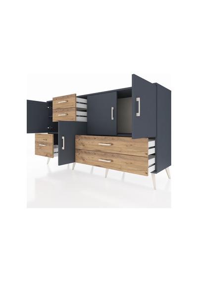 Kronos Konsol 4 Raflı 5 Çekmeceli 4 Kapaklı 176x59x99 Antrasit-an Antrasit-antrasit/çam Kronos Konsol 4 Raflı 5 Çekmeceli 4 Kapaklı 176x59x99 Antrasit-an Antrasit-antrasit/çam