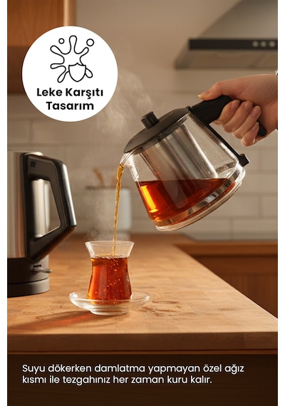 Any Morning OZ26CM05 1.8 L Cam Demlikli Paslanmaz Çelik Çay Makinesi