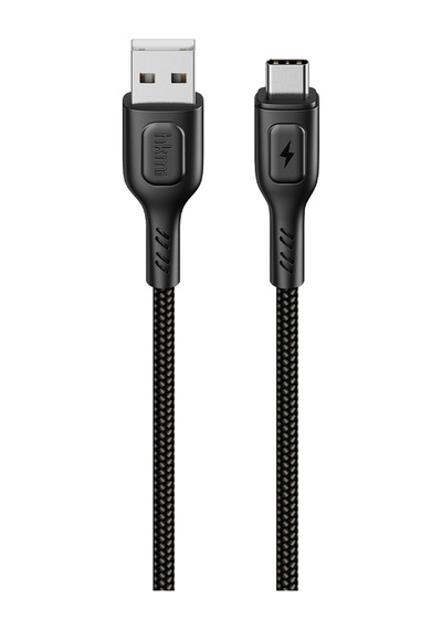 Knit 2A Çıkış Usb-A To Type-C Şarj Ve Data Aktarım Kablosu Örgü Tasarım 1 Metre Siyah