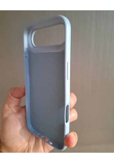Apple Uyumlu iPhone 17 Air Logolu İçi Kadife Silikon Lansman Kılıf Bebe Mavi