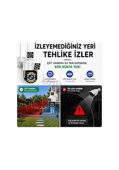 Ys-1010 5 Mp Çift Kameralı Wifi Ptz Güvenlik Kamerası
