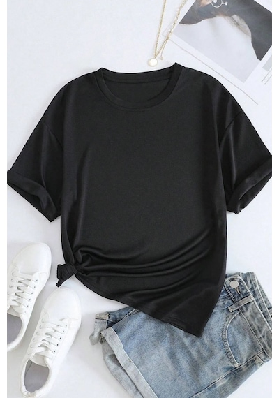 Unisex Van Gogh Yıldızlı Gece Sırt Baskılı Oversize T-shirt SIYAH