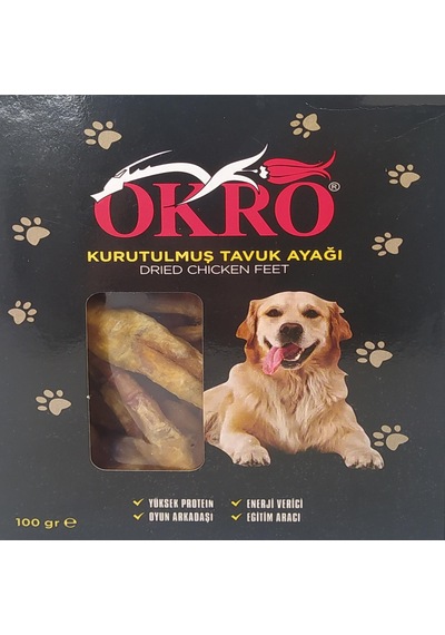 Okro Kurutulmuş Tavuk Ayağı Köpek Ödül Maması 100 G