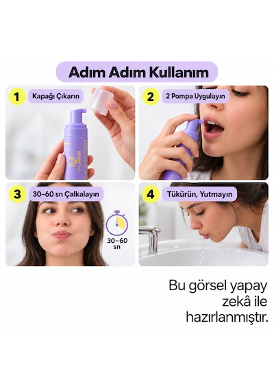Yues Üzümlü Sakız Aromalı Alkolsüz Köpük Ağız Gargarası 55 Ml