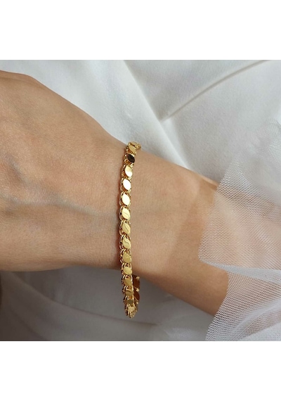 Altınbeyı 14 Ayar Altın Pullu Halep Bileklik 5mm 19cm 5.20 Gram Çok Renkli
