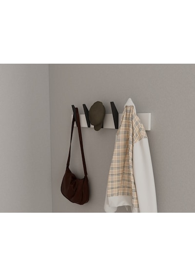 Hepsi3boyutlu Modern Duvar & Kapı Kanca Askılık - 5 Adet Siyah Kanca Askılık - Model No : 4 Siyah