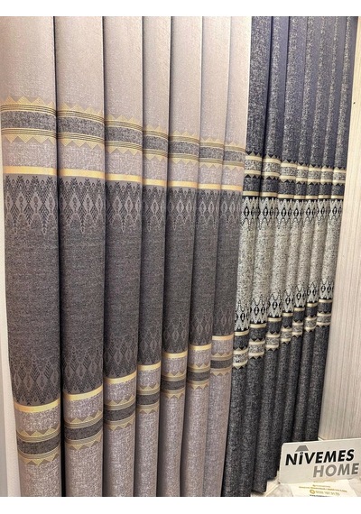 Nivemeshome Damla Ft614337 V-5403 Gri 1/3 Sık Pileli Fon Perde Apm Gri